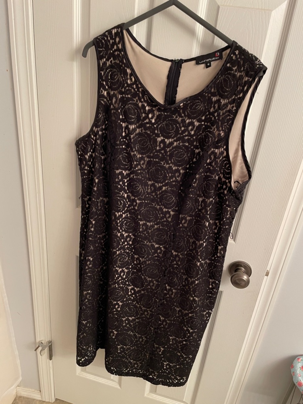 LauraPlus Black Lace Midi Dress with Nude Lining